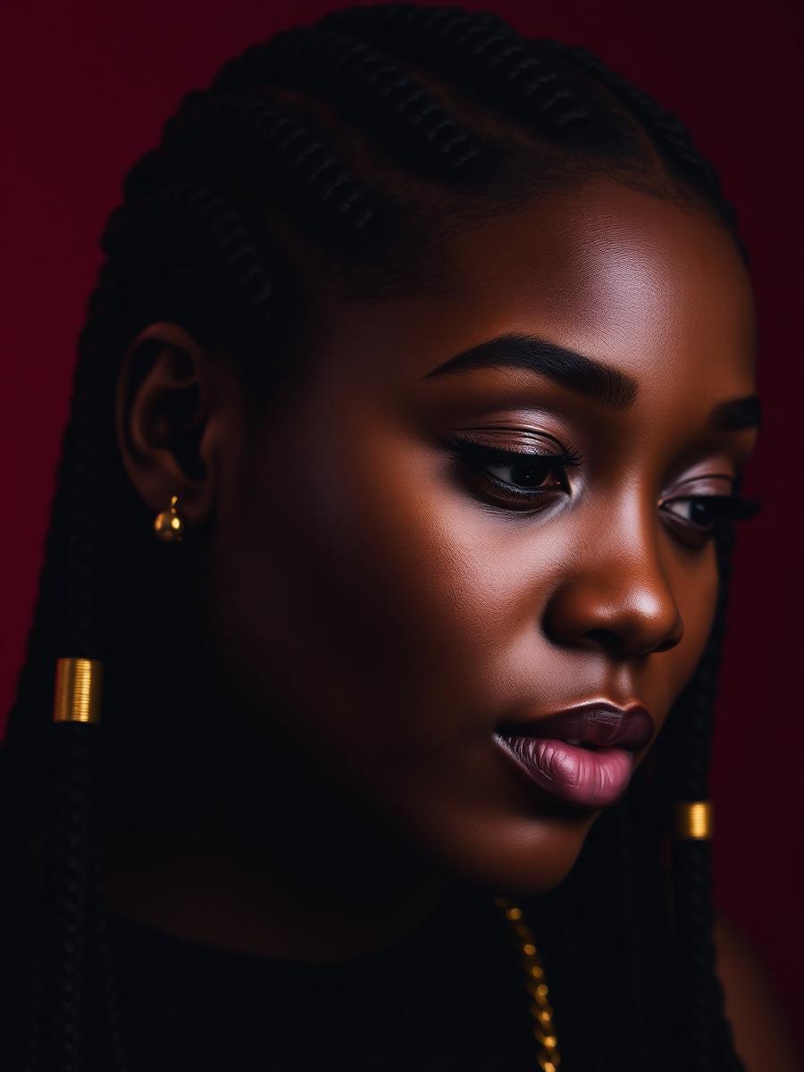 Cornrows with gold cuffs